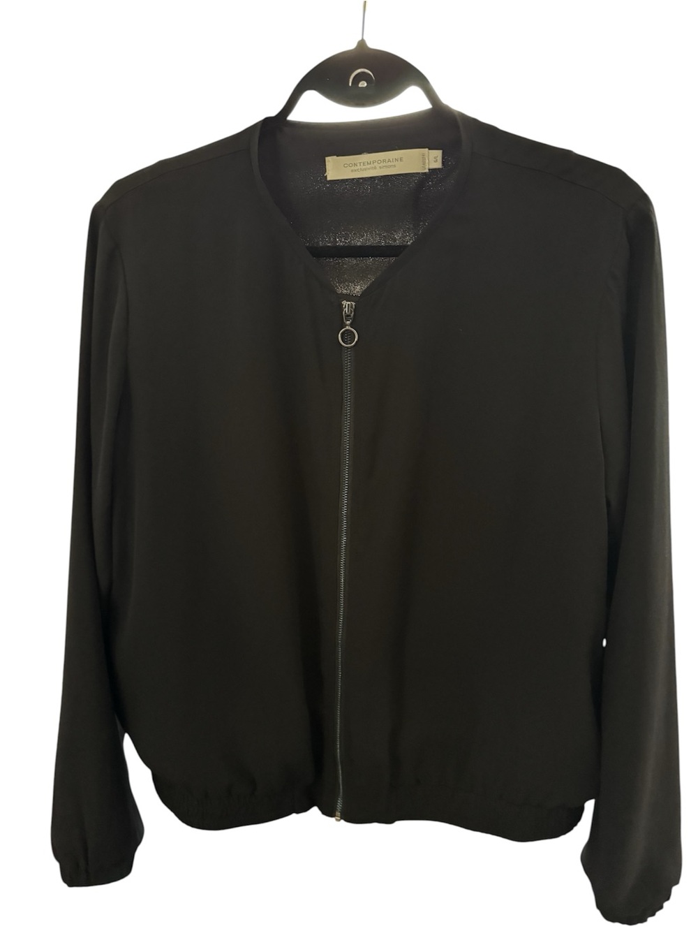 Contemporary Black Women's Bomber Jacket with Zip